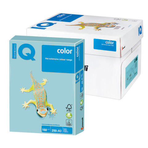Бумага IQ (АйКью) color А3, 160 г/м, 250 л., пастель голубая