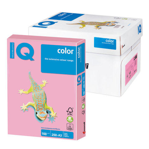 Бумага IQ (АйКью) color А3, 160 г/м, 250 л., пастель розовая