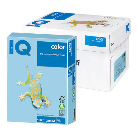Бумага IQ (АйКью) color А4, 160 г/м, 250 л., пастель голубой