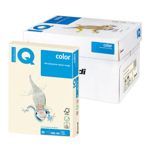 Бумага IQ (АйКью) color А4, 80 г/м, 100 л., пастель кремовая