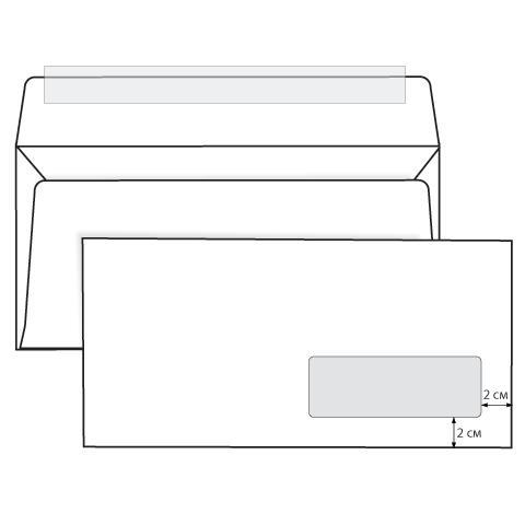Конверты Е65, КОМПЛЕКТ 1000шт., отрывная полоса STRIP, белые