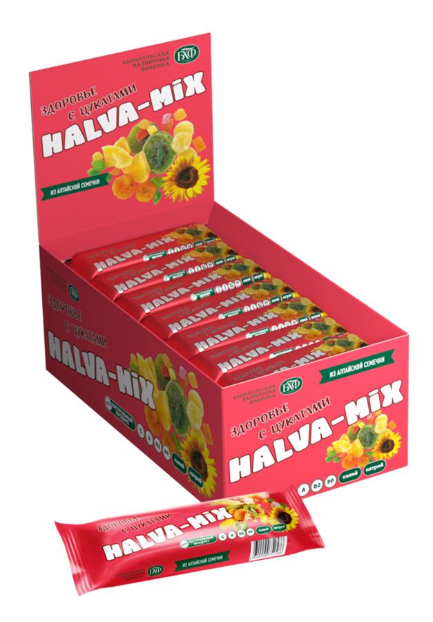 Батончик подсолнечный Halva-Mix с цукатами в глазури