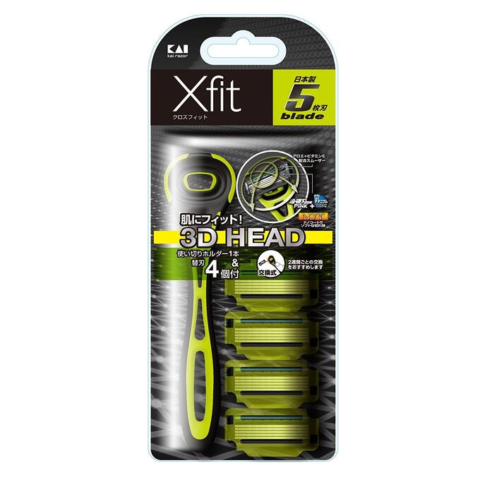 KAI-RAZOR Мужской бритвенный станок &quot;Xfit&quot; с плавающей 3D головкой и пятью лезвиями (+ 4 сменных лезвия) 100