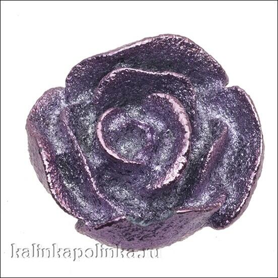 Роза из эпоксидной смолы со сквозным отверстием, цвет сиреневый с блестками, р-р 34х15.5мм