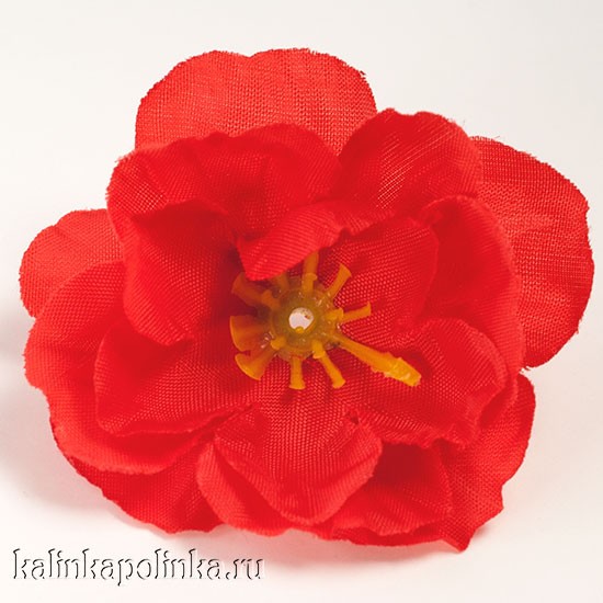 Цветы из ткани, цвет красный, р-р цветка ок. 4.5см