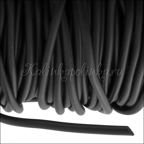 Шнур каучуковый, чёрный, матовый, эластичный, диам. 2.5мм