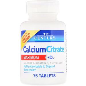 21st Century, Calcium Citrate Maximum + D3, 75 Tab. | Кальций, магний ...