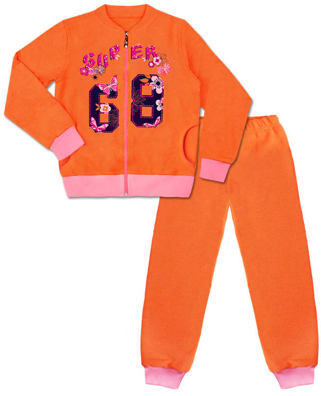 Костюм спортивный для девочки Цвет: оранж.+розовый