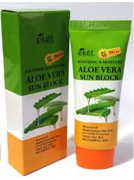 Ekel Aloe Vera Sun Block SPF 50+/PA +++ Легкий увлажняющий солнцезащитный крем с экстрактом алоэ вера 70 мл.