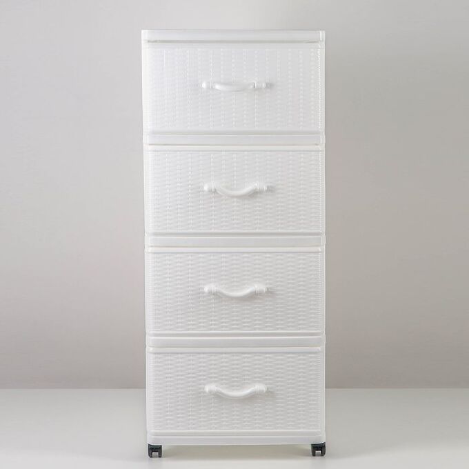 DDStyle Комод, 4 - х секционный, пластик, белый, ПАНЕЛЬНЫЙ, h 985 мм
