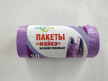 Мешок для мусора майка с ручками 35л 30 шт ПНД ONLY ONE сиреневый ПМР-003 (2013) 1/20