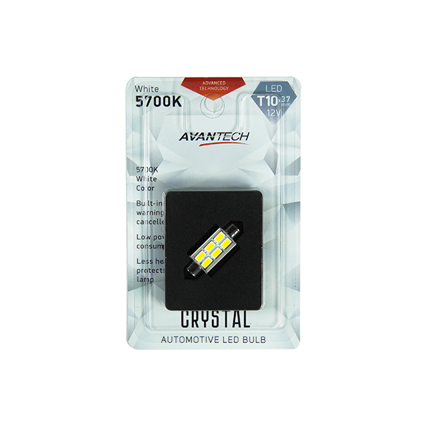 Лампа светодиодная Avantech 12V LED T10x37 5700K (резистор), 1 шт.