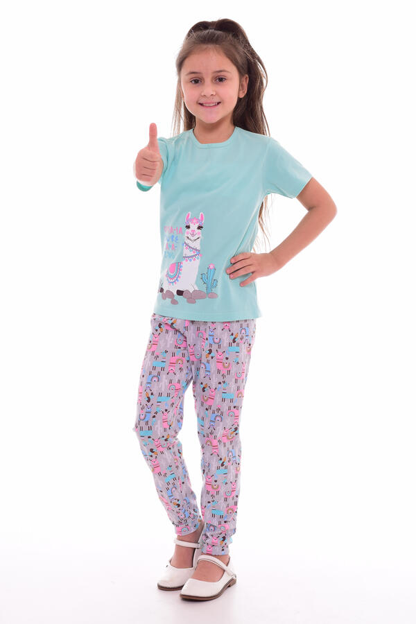 Пижама детская 7-189 (ментол+розовый),