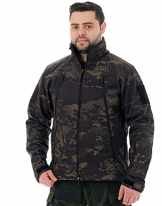 Куртка Альфа (ткань софт-шелл) цвет черный мультикам