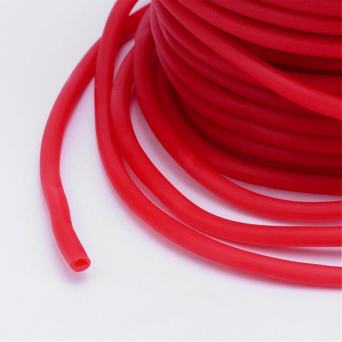 Шнур резиновый полый, 3мм, красный, 1 метр