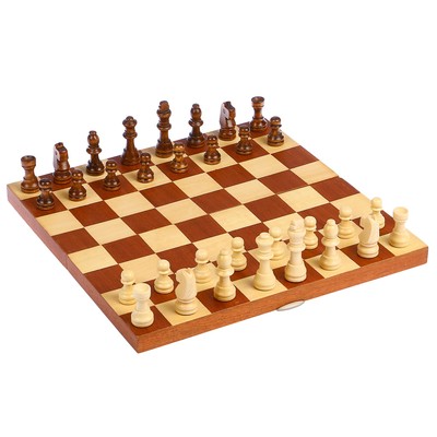 Шахматы деревянные, клетка 3.5 см, (фигуры от 2.5 см до 5.5 см), поле без краёв, 27х13.5 см