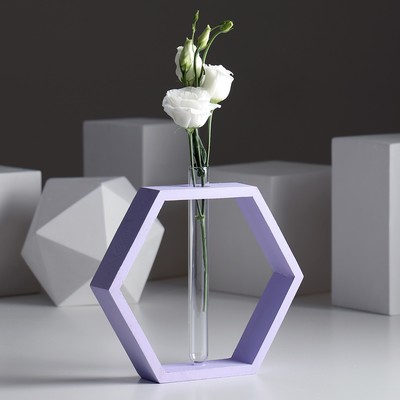 Рамка-ваза для цветов &quot;Шестигранник&quot;, сиреневый, 22 х 4 х 22 см