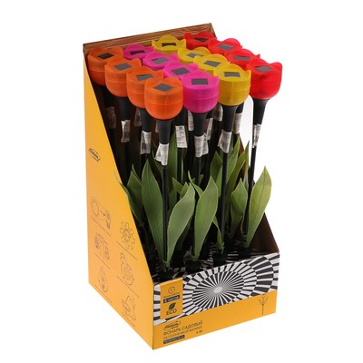Фонарь садовый на солнечной батарее &quot;Тюльпан&quot; 47 см, d-6 см, 1 led, пластик