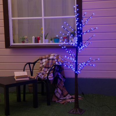 Дерево светодиодное 1.2 м, &quot;Ромашки&quot;, 160 LED, 220 В, СИНИЙ
