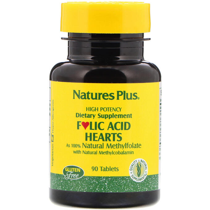 Nature&amp;#x27 - s Plus, Folic Acid Hearts, 90 Tablets