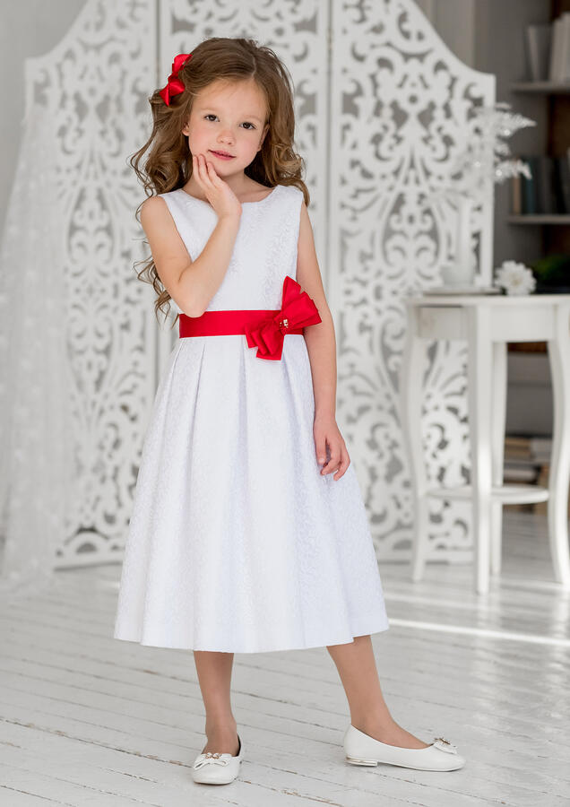 Эмилия нарядное платье бел.красный