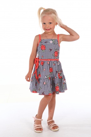 Платье детское кулирка &quot;№1.38&quot; размер 26-33, рост 92-122, цвет серая клетка/цветы