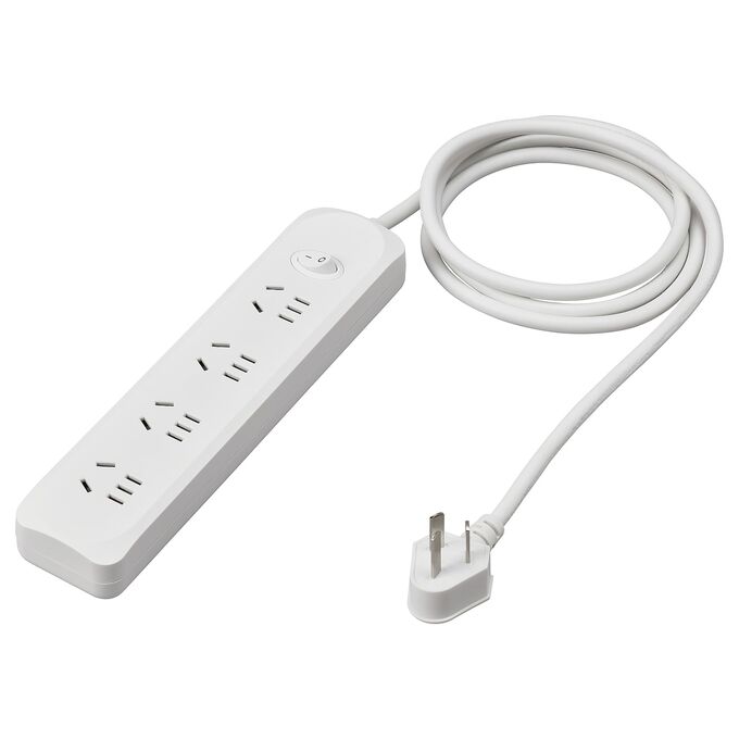 IKEA KOPPLA, 4-ходовая розетка, белый, 1,5 м