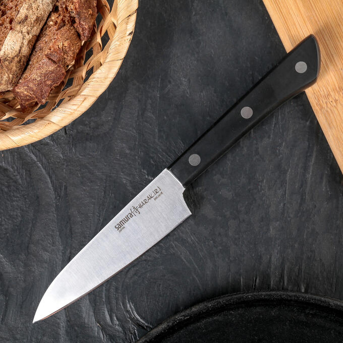 Нож Samura HARAKIRI овощной, лезвие 10 см, чёрная рукоять, сталь AUS-8