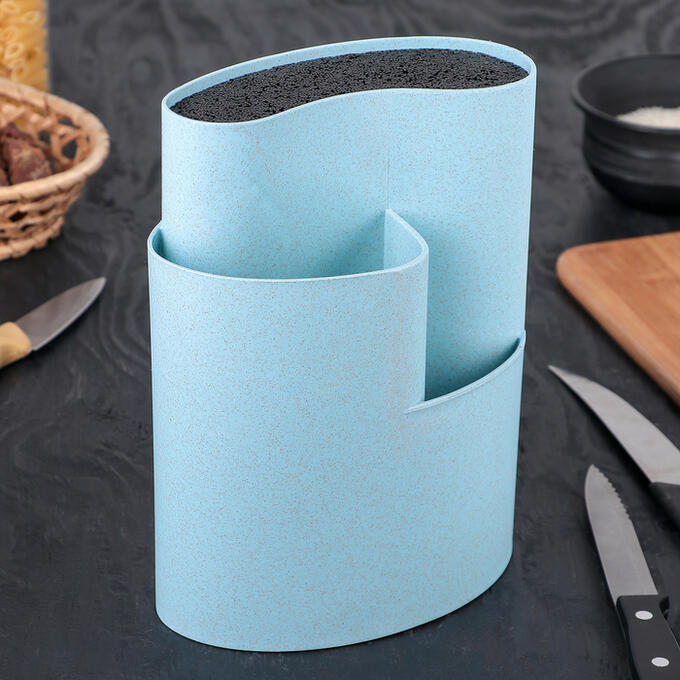 СИМА-ЛЕНД Подставка для ножей и столовых приборов «Нежность», 18x11 см, цвет голубой