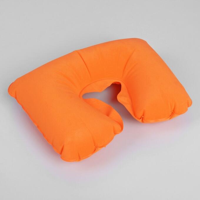 Подушка для шеи дорожная, надувная, 38 ? 24 см, цвет оранжевый