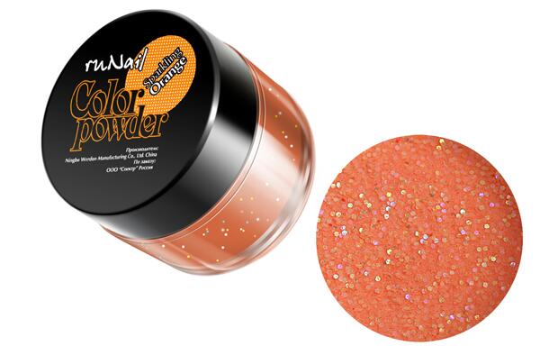 Цветная акриловая пудра (с блестками, цвет: оранжевый,  Sparkling Orange), 7,5 г