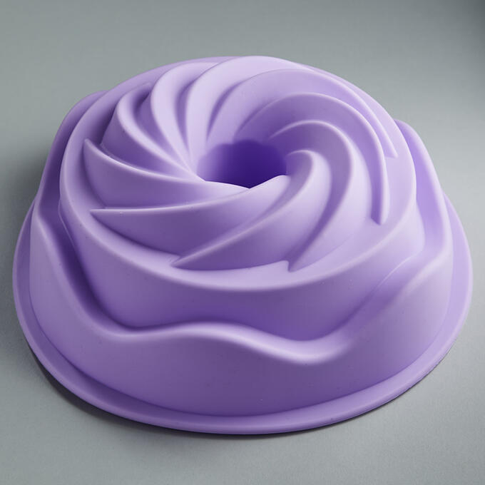 Форма 22х8см для выпечки кекса силиконовая АК-6207S &quot;Спиралевидная&quot; фиолетовая