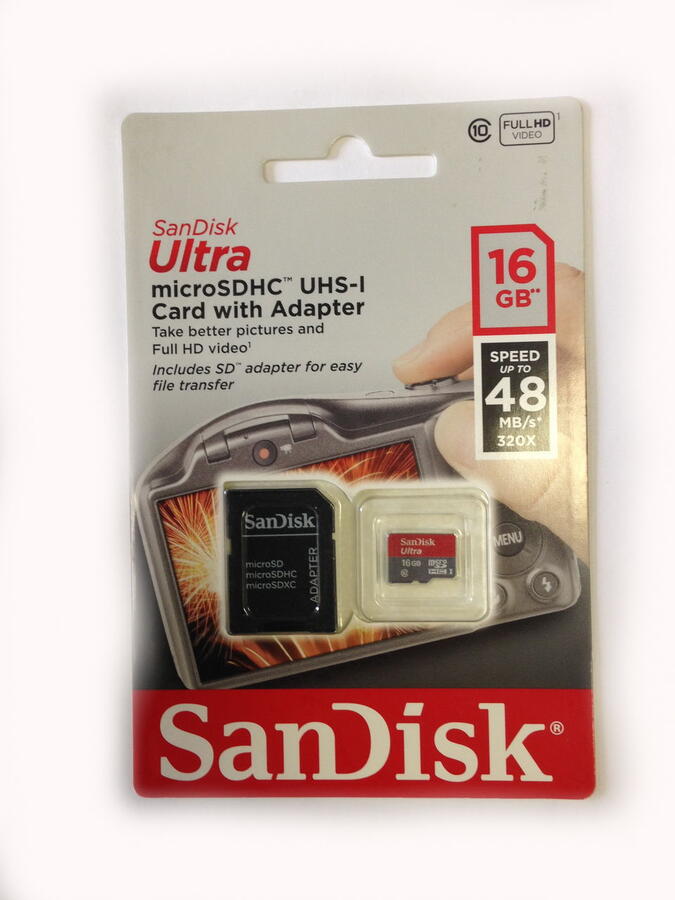Карта памяти Micro SD 16 Gb Sandisk Ultra 80MB/s Class 10 + adapter SD