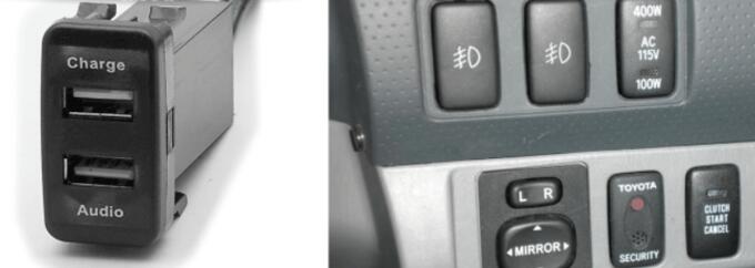 USB разъем в штатную заглушку Toyota 2 порта: аудио + зарядное устройство