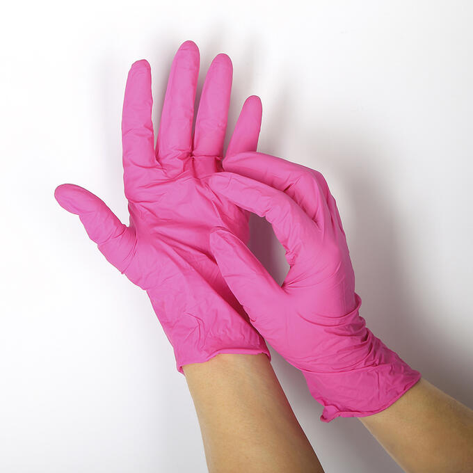 Перчатки нитриловые неопудренные, размер L, «Стандарт», 100 шт/уп, цвет розовый