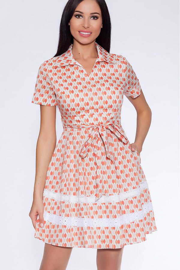 #29001 Платье (Emansipe) Белый/оранжевый