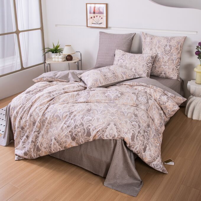 Viva home textile Комплект постельного белья Делюкс Сатин 100% хлопок на резинке LR642
