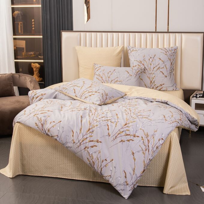 Viva home textile Комплект постельного белья Делюкс Сатин 100% хлопок на резинке LR638