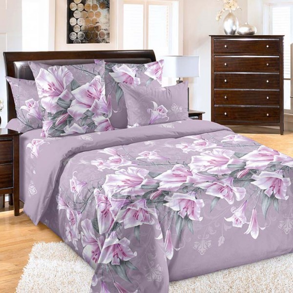 Комплект постельного белья бязь Лилия розовая
