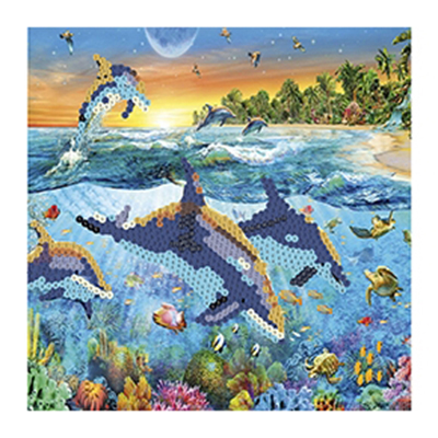 Набор ДТ Картина из пайеток Дельфины в море с подрамником 30*30см SP30004