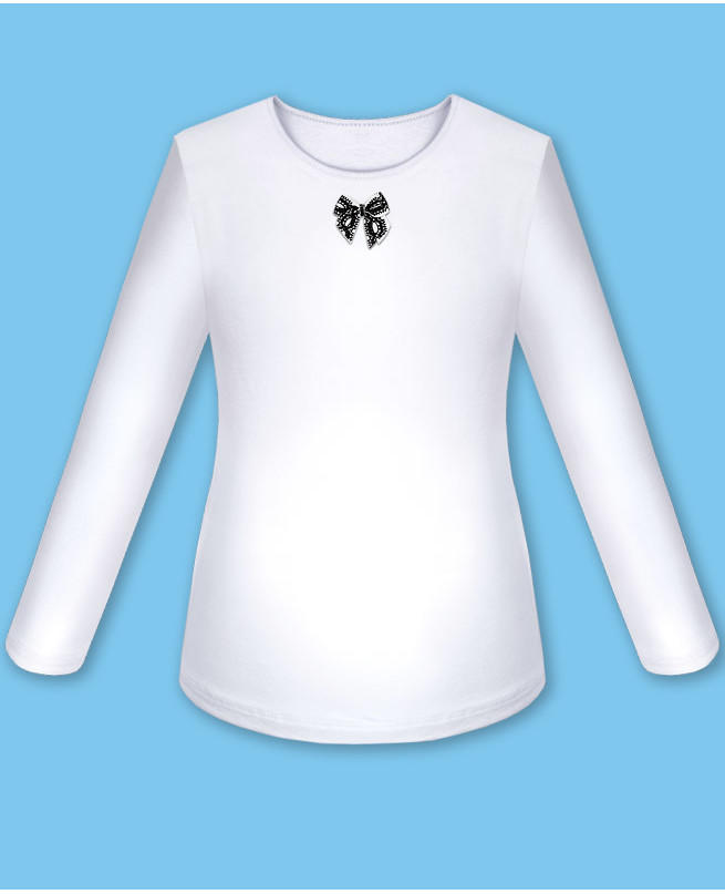 Школьная белая блузка с бантиком для девочки Цвет: белый