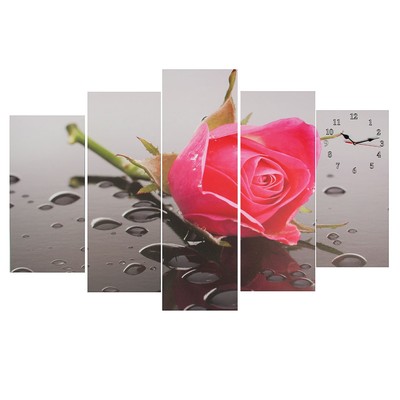 Часы настенные модульные «Розовая роза», 80 ? 140 см