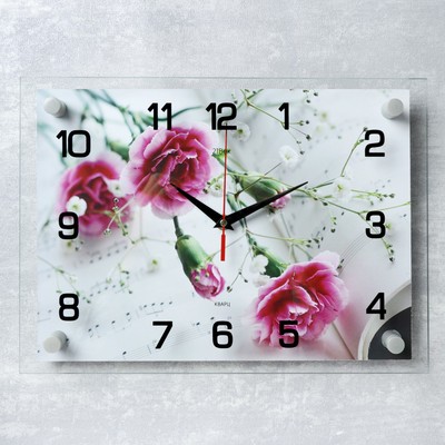 Часы настенные «Розовые гвоздики», 25 ? 35 см