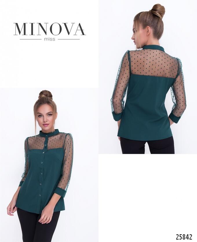 Блуза №1095-темно-зеленый