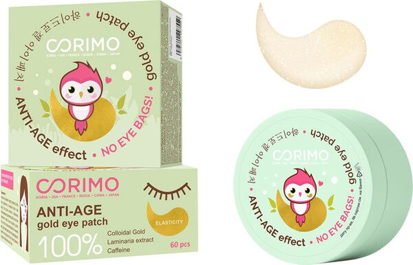 Corimo Патчи-дренаж для глаз Золотые гидрогелевые 100% ANTI-AGE. Ю. Корея, 90г.