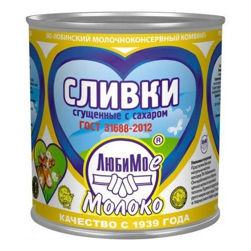 NO NAME Сливки ТМ Любимое молоко 19% 360гр ж/б (1/45) с сахаром