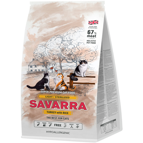 Savarra Light/Sterilized Корм с индейкой для кошек склонных к лишнему весу, для стерилизованных и кастрированных кошек