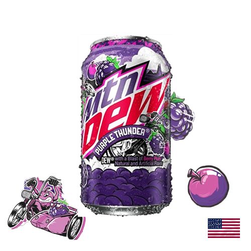 Mountain Dew Purple Thunder 355ml - Маунтин Дью фиолетовый гром. Ежевика и слива