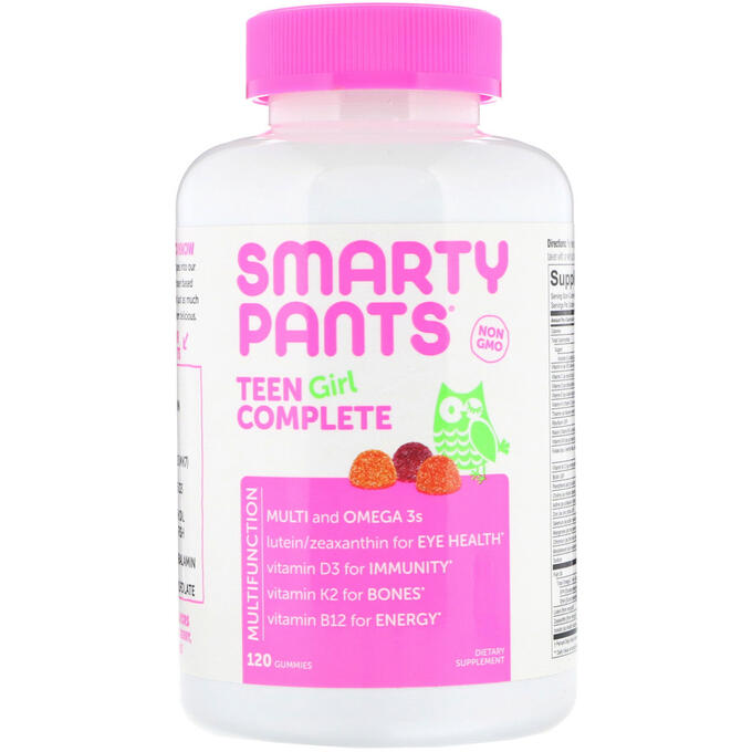 SmartyPants, комплекс для подростков-девушек, лимон и лайм, ягоды, кислое яблоко, 120 жевательных таблеток