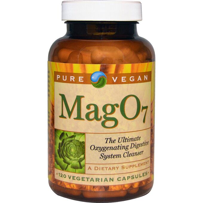 Pure Vegan, Mag 07, высокоэффективное окисляющее средство для очистки пищеварительной системы, 120 вегетарианских капсул